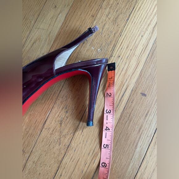 Christian Louboutin Bronze Patent Leather Peep Toe Slingbacks size 37 1/2 - Picture 10 of 11